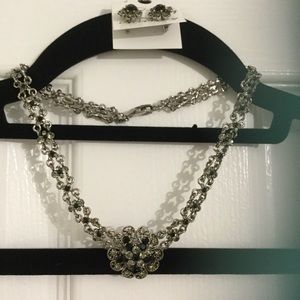 Black and Clear Rhinestone Necklace & Earring set